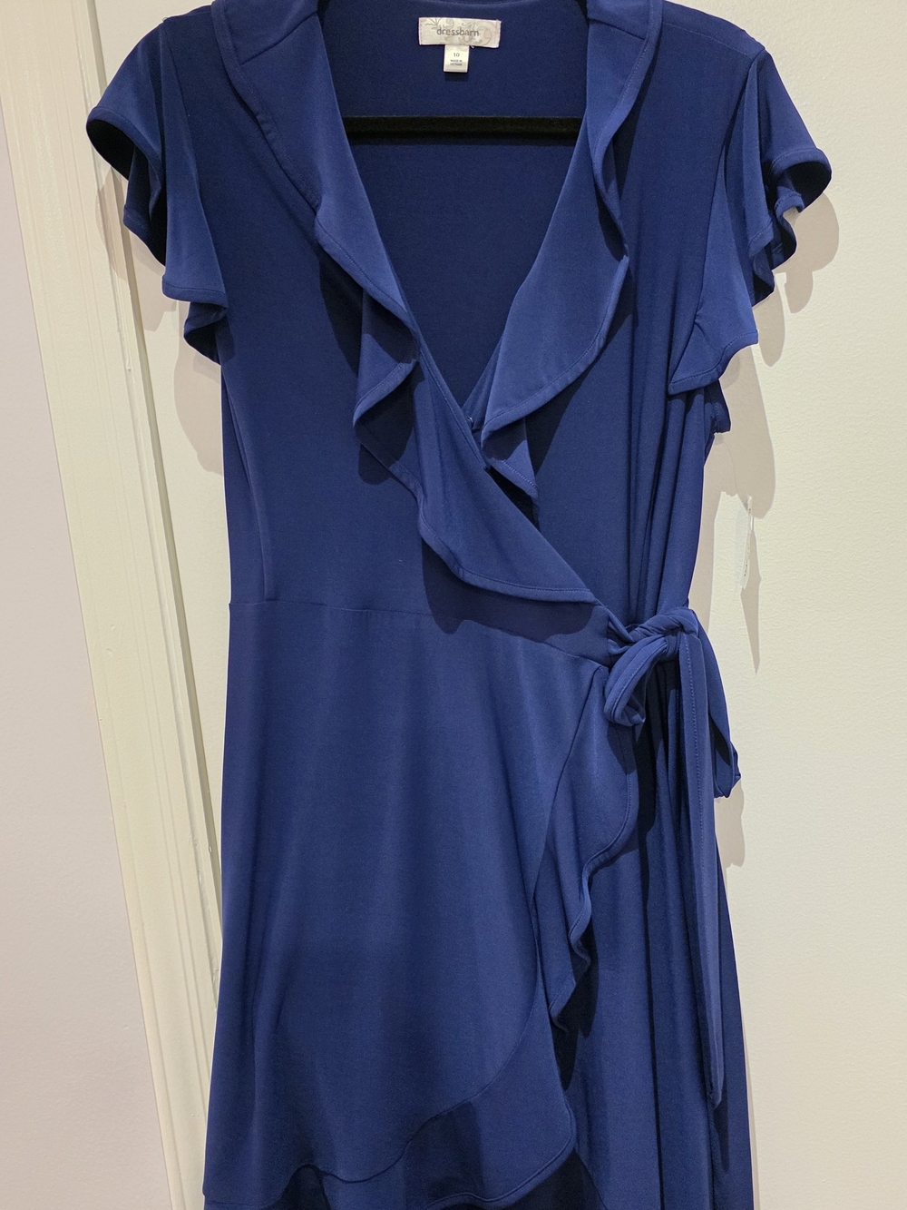 Dress Barn Blue Wrap Ruffle Dress NWT Size 10